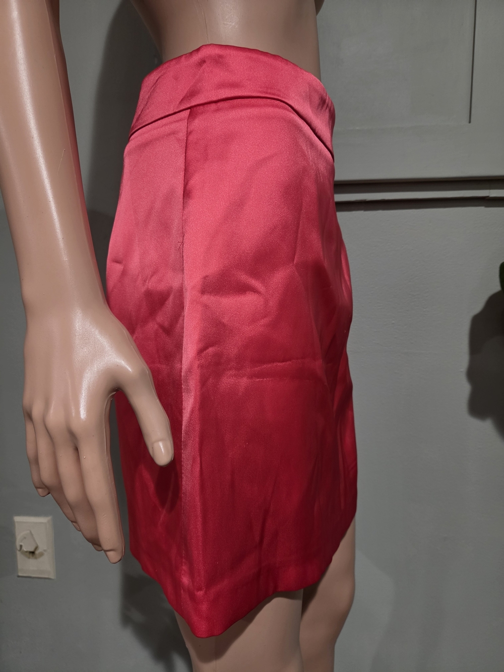 Zara NWT Coral Pink Satin Fold Over Style Mini Skirt Size S - Picture 9 of 16